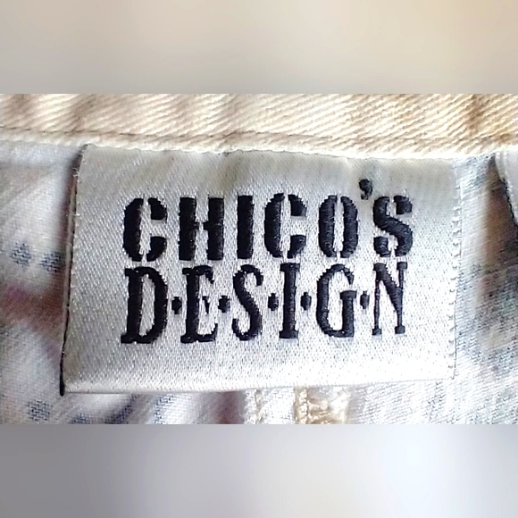 CHICO'S DESIGN WOMEN'S/MISSES SIZE 1 TAN AND BLACK DENIM JEANS FUN DESIGN - Picture 7 of 9